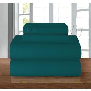 Elegant Comfort Luxury 1500 Premium Hotel Quality Microfiber 4-Piece Sheet Set - Wrinkle Resistant, All Around Elastic Fitted Sheet, Deep Pocket up to 16", King, Marine Teal