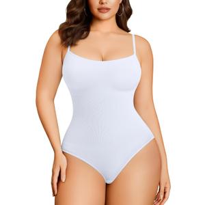 Irisnaya Plus Size Bodysuit Tummy Control Curve Body Suit for Women Body Shaper Shapewear Tummy Control Girdle (3X, White)
