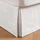 MIYE Pleated Waffle Weave Bed Skirt, Tailored Dust Ruffle 14 Inch Drop Easy Fit, Machine Washable (White, Queen - 14" Drop)