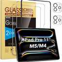 SPARIN Screen Protector for iPad Pro 11 Inch M5 2025/M4 2024 (6th/5th Generation), with Camera Lens Protector & Alignment Frame, Case Friendly/Apple Pencil Compatible Tempered Glass [2+2 Pack]