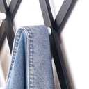 Dseap Expandable Coat Rack (Larger Version) - 24” High, Anti-Slip, Ultra Heavy Duty Wooden Accordian Wall Hanger with 10 Study Peg Hooks for Clothing Hats Jackets Bags, White & Natural