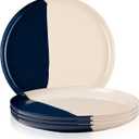 Melamine Side Plates Set of 4, Chip and Break-Resistant, Durable Salad Plates, Kid-Friendly Dessert Plates for Indoor and Outdoor, Dishwasher Safe, Ivory/Navy