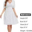 Spicy Sandia Womens Midi Casual Dress Elastic Empire Waist Short Sleeve V Neck A Line Flowy Vintage Dress for Summer Spring (White, S)