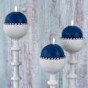 3 x Yongmao Flameless Candles with Remote, Blue Round Candles Ball LED Battery Operated Real Wax Candles Warm Light 3D Wick Flickering for Home Party Wedding Decor (Set of 3)