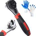 Adjustable Ratchet Wrench Kit 6-24mm Opening, Ratcheting Adjustable Wrench with 360 Rotating Head & Reversible Switch, Cr-V Steel Locking Tool, Universal Socket Wrench Self-Adjusting Tool Set