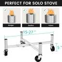 Expandable 15-27" Fire Pit Rolling Stand Heavy-Duty 360 Swivel & Locking Wheels, Universal Fit for Solo Stove & Ninja Fireside 360, Rust-Proof Stainless Steel for Patio, Camping, Outdoor
