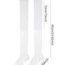 Yolev White Knee High Boot Socks - Knit Womens Long White Thigh High Socks for Boots Stretchy Striped - Thigh Highs Stockings for Women Girls Student Casual (White)