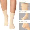 Women's Socks, Cotton Crew Socks with Seamless Toe, Womens Socks for Running, Casual, Office& School, 4 Pairs, Size 6-9 (Khaki)