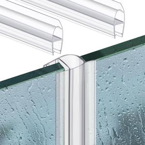 Shower Door Side Seal Strip 78.74 Inch (39.37" x 2 Pcs) Frameless Glass Door Sweep Clear PVC Waterproof U-Type for 1/4"(6 mm) Glass to Stop Shower Leaks No Adhesive Needed