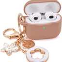 VISOOM Case for Airpods 3 Pink Airpods 3rd Cases 2021 Silicone for iPod 3 Earbuds Case Cover Women Wireless Charging Case with Accessories Girl Bling Keychain for Apple Ear Buds 3rd Generation