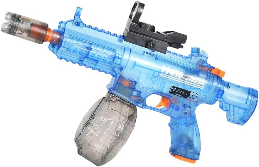 Battle Blaster Electric Water Gun with Muzzle Flame for Adults/Kids, 22 FT Long Range Auto Water Blaster, Summer Pool and Beach Toys. (M4-Transparent Blue) Battle Blaster Electric Water Gun with Muzzle Flame for Adults/Kids, 22 FT Long Range Auto Water Blaster, Summer Pool and Beach Toys. (M4-Transparent Blue)