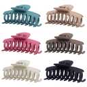 MAORULU 6 Pack 3.5" Hair Clip for Thin and Medium Thick Hair, Strong Hold Hair Clip for Fine Hair, Non-slip Cute Claw Clip for Women and Girls, Extra Lightweight Matte Jaw Clip (Multi Color), 6 Count (Black, White, Brown, Khaki, Blue, Pink)