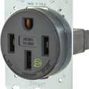 Bryant Electric 9450FR 50 Amp 125/250V NEMA 14-50R Flush Straight Blade Receptacle, Black