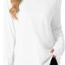 Mintreus Women's Long Sleeve Shirts Oversized Tunic Tops Crew Neck Cotton T-Shirts for women