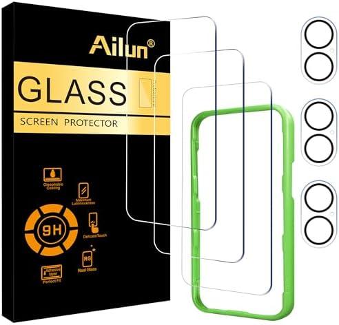 Ailun 3 Pack Screen Protector for iPhone 17 [6.3 inch] + 3 Pack Camera Lens Protector with Installation Frame,Dynamic Island Compatible,Case Friendly Tempered Glass[Not for iPhone 17 Pro/Pro Max/Air]