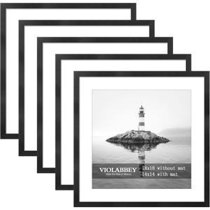 VIOLABBEY 18x18 Frame Set of 5, Black Picture Frames for 14x14 with Mat Spuare Photos Gallery Wall Frame