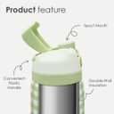 Gingham Pattern Insulated Stainless Steel Water Bottle with Straw, Push-Button Lid, 32 Ounce, Gifts for Women Girls Friends Teens Birthday Christmas (Green)