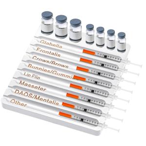 Geelin 1 Pcs Aesthetic Practitioner Syringe Tray with 8 Slots Label Bamboo Vial Holder Syringe Preparation Tray, 2-in-1 Combination Medical Supply Storage for Aestheticians, Nurses (Elegant,White)