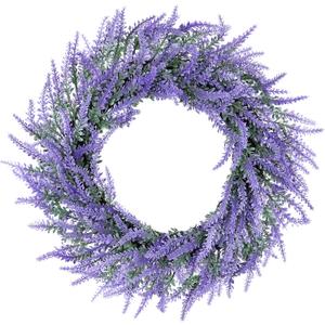 20" Lavender Wreath for Front Door, Artificial Purple Wreath for Porch, Wedding, Farmhouse Decor, Outdoor Wreaths All Seasons Spring Summer Home Wall Window Decorations(Purple Lavender)