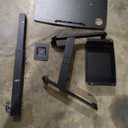 AVLT 44" Height Adjustable Foot Pedal Rolling Desk with Shelf (3 ft 8 inches) - Pneumatic Laptop Standing Desk Cart - Mobile Laptop Cart - Black Computer Projector Cart with Brake Casters