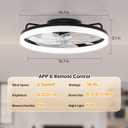 Ceiling Fans with Lights and Remote, 20 Inch Low Profile Ceiling Fan, Upgrade 7-Blade Flush Mount LED Fan Light, 3000K-6500K Dimmable Modern Fandelier Ceiling Fans for Bedroom, Black