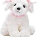 Bearington Sassy White Dog Stuffed Animal - 10" Soft and Cuddly White Puppy Stuffed Animal with Floppy Body - Realistic Fluffy Dog Plush Gift for Kids, Collectors, Baby Showers, and Birthdays