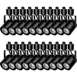 Track Lighting Heads 10W 4000K Cool White Dimmable Bright LED Track Lights Fixtures for Accent Retail Kitchen Artwork,120V Linear Track Light H Type-CRI90+ 24 1000lm - 20 Pack (Black)