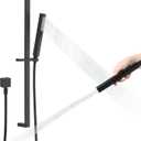 Handheld Shower Head with Slide Bar Combo, 27.5-Inch Adjustable Height Slide Bar, High Perssure Handheld Shower Head with 6.6ft Extra Long Hose, Brass Wall Supply Elbow, Matte Black