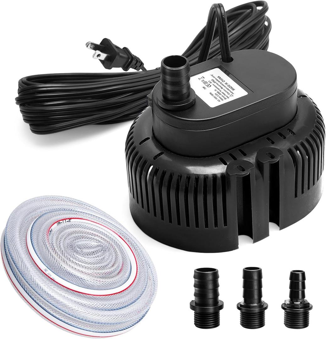 Sump Pump,Pool Cover Pump above Ground,submersible water pump Swimming Water Removal Pumps,for Swimming Pool Basement Garden Pond Tubs Draining,75W,Max Flow:850GPH,3 Adapters,25 Ft Power Cord (Black)