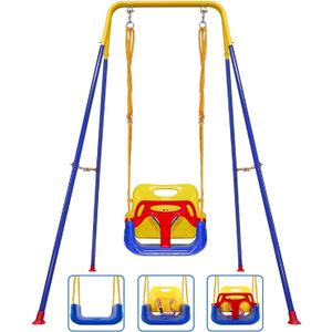 TALECO Gear Toddler Swing, 3-in-1 Swing Sets for Backyard, Baby Swing Outdoor/Indoor, Toddler Swing Set Suitable for Children 6 Months and Older (Blue)