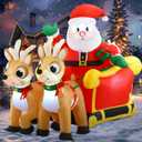 Joiedomi Christmas Inflatable Santa on Sleigh with 2 Reindeer, Inflatable Christmas Yard Decorations with Buildin LED, Blow Up Xmas Decorations Outdoor for Party Yard Garden Lawn Décor