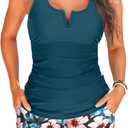 Tankini Two Piece with Shorts - Womens Tummy Control Swimsuit with Pockets Bathing Suit with V-Wire Boy Shorts Swimwear 2025 (X-Large, Teal Floral)
