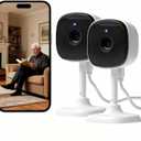 AMOROM 2 Pack 1080P Indoor Wired Security Cameras, Home Indoor Cameras for Dog/Cat/Pet/Nanny/Baby/Elderly, Motion Detection, Night Vision, Smoke Siren, 24/7 Recordings, 2.4GHz Wi-Fi