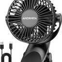 Portable Clip on Fan, 4000mAh Battery Operated Fan, Max 4.5m/s Strong Airflow, 20H Runtime, Quiet 3 Speed USB Rechargeable Mini Personal Fan for Desk Golf Cart Camping, 360° Rotate, Black, 5in