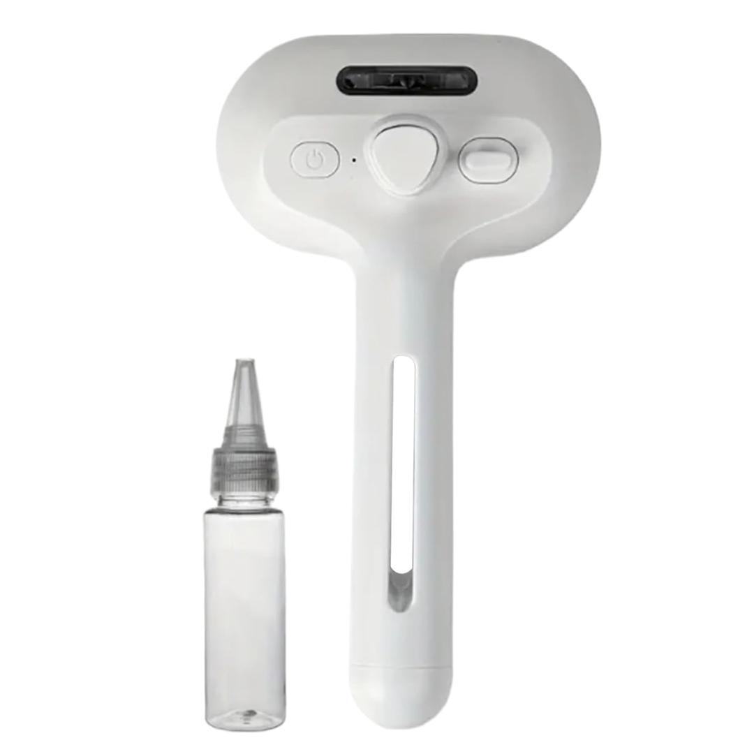 Cat Brush - Self-Cleaning Ergonomic Pet Grooming Tool, Home Shower Dog Brush | Large Tank Misting Deshedding Comb with Steam, Hair Removal Steamer for Gentle Massager, Travel Pet Care Accessory (White)