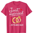 Just Married 20 Years Ago Funny Couple 20th Anniversary Gift T-Shirt M Pink