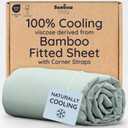Bambaw 100% Viscose Derived from Bamboo Fitted Sheet King Size, Cooling Fitted Sheets King Size, 16 Deep Pocket, Cooling Mattress Sheets (Sea Glass)