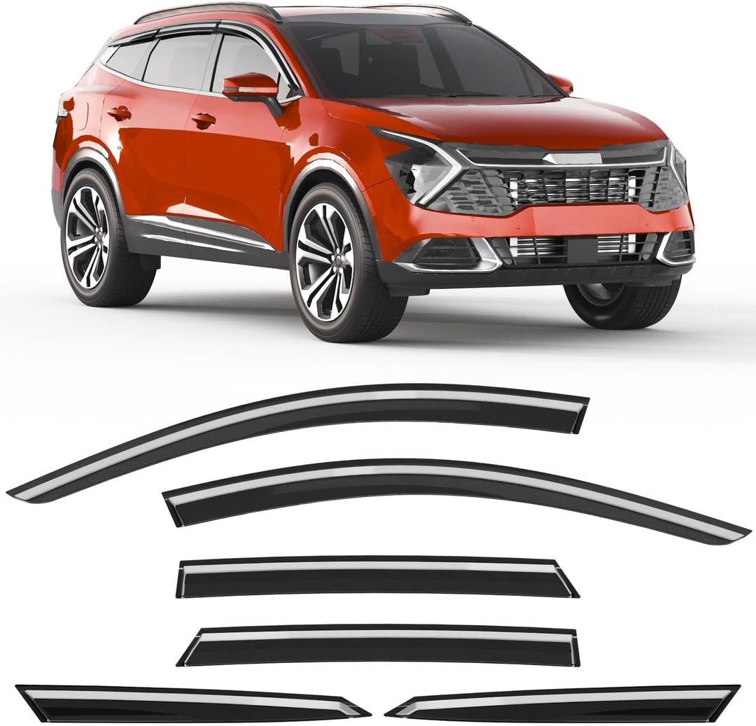 Out-Channel Window Visors Rain Guards for Kia Sportage 2023-2026 | 6PCS, Tape-on Extra-Thick Extra Durable Window Deflectors, Vent Shades ,Window Visor ,Vent Visors Exterior Car Accessories