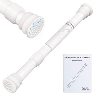 Small Tension Rods 16 to 28 inch ,Adjustable Shower Spring Tension Rod Short for Windows,Closet,Curtain,Doorway,Upgrade Diameter 1 inch, White