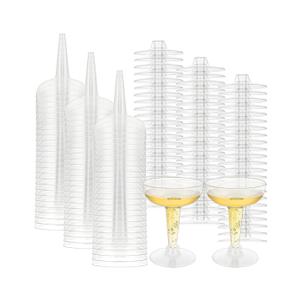 100 Pack Plastic Champagne Coupe Glasses, Disposable Plastic Party Champagne Glasses, 4 Oz Clear Cocktail Martini Margarita Wine Cups for Birthday Wedding Party