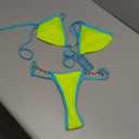 TASHEHE Women's Triangle Thong Bikini Set Sexy String Brazillian Two Piece Swimsuit Cute Bikini Bathing Suit (Neon Yellow, S)