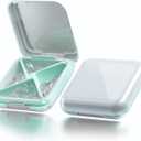 Small Pill Box Waterproof Travel Pill Case Portable Daily Pill Container Pill Holder Purse 4 Compartments Pocket Compact Medicine Organizer for Vitamin/Fish Oils/Supplements/Medication (White)
