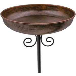 OUISJYER Small Metal Bird Bath for Outdoors, 10" Dia Bowl with Stake Birdbaths Garden Yard Lawn Decor 0.4 Gallon