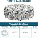 DYTXIII Outdoor Round Tablecloth with Umbrella Hole 60 Inch, Water Repellent & Fade Resistant Table Cover, All Weather Outdoor Tablecloth for Garden & Party Table, Breeze Leaves Beige