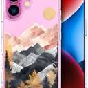 Cases Compatible with iPhone 16 Plus Case for Women Cute Phone Case Clear Design, 16 Plus Case Transparent Cool Kawaii Protective,Beautiful Mountain Hill Landscape