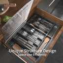 Double Layer Silverware Tray with Lid, Drawer Organizer for Utensil Tray, Cutlery Storage Holder with Cover, Black
