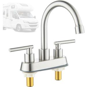 RV Bathroom Faucet, 4 inch RV Bathroom Sink Faucet Replacement for Campers, RV, Motorhome, Travel Trailer, Boat, Brushed Nickel