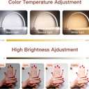 BZJ 24-Inch Half Moon Nail Light for Desk Portable Nail Art Table Lamp with Adjustable Brightness and Color Temperature for Beauty Eyelash Extensions Tattoo Crafts (2 Paks)