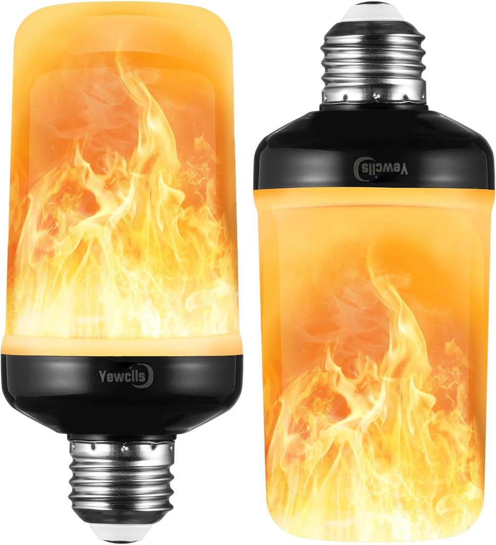 Flame Light Bulbs 4 Modes Flickering Light Bulbs E26 Bulb for Halloween Christmas Decorations Party Outdoor Indoor Home Decor (2 Pack)