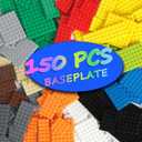 HUIZDQ 150 Pieces Classic Building Baseplate, 12 Sizes Small Base Plates, Compatible with All Major Brands Building Blocks, 12 Colors